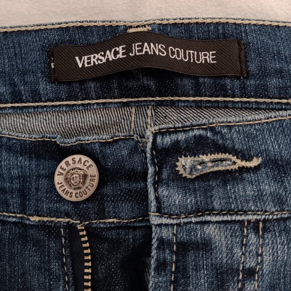 Vintage Versace Jeans Couture High Waisted Medusa Head Denim 33/47 - Picture 11 of 12